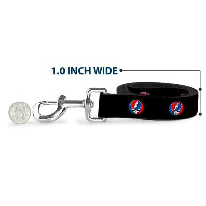 Grateful Dead Steal Your Face Repeat Black Dog Leash