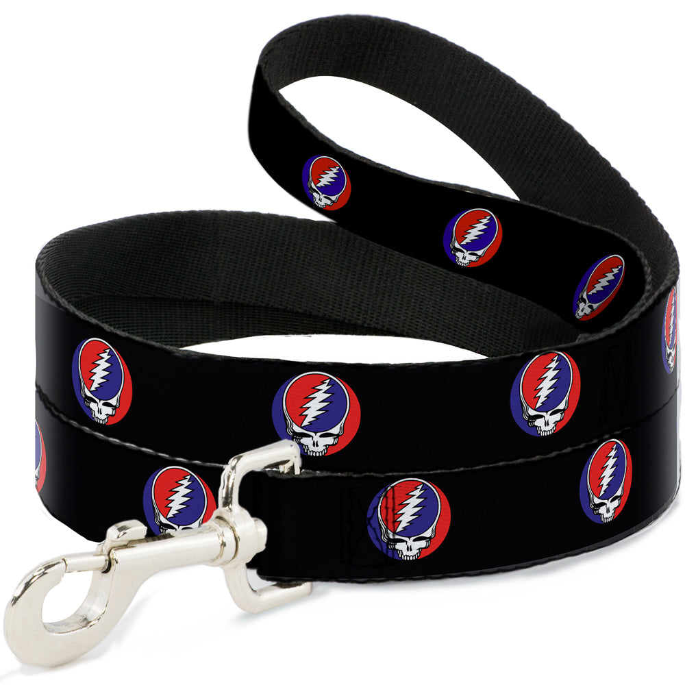 Grateful Dead Steal Your Face Repeat Black Dog Leash