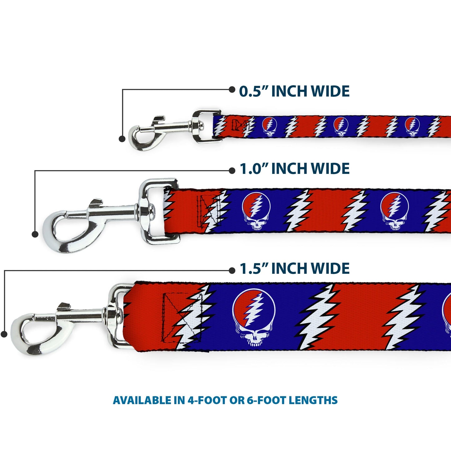 Grateful Dead Steal Your Face With Lightning Bolt Dog Leash