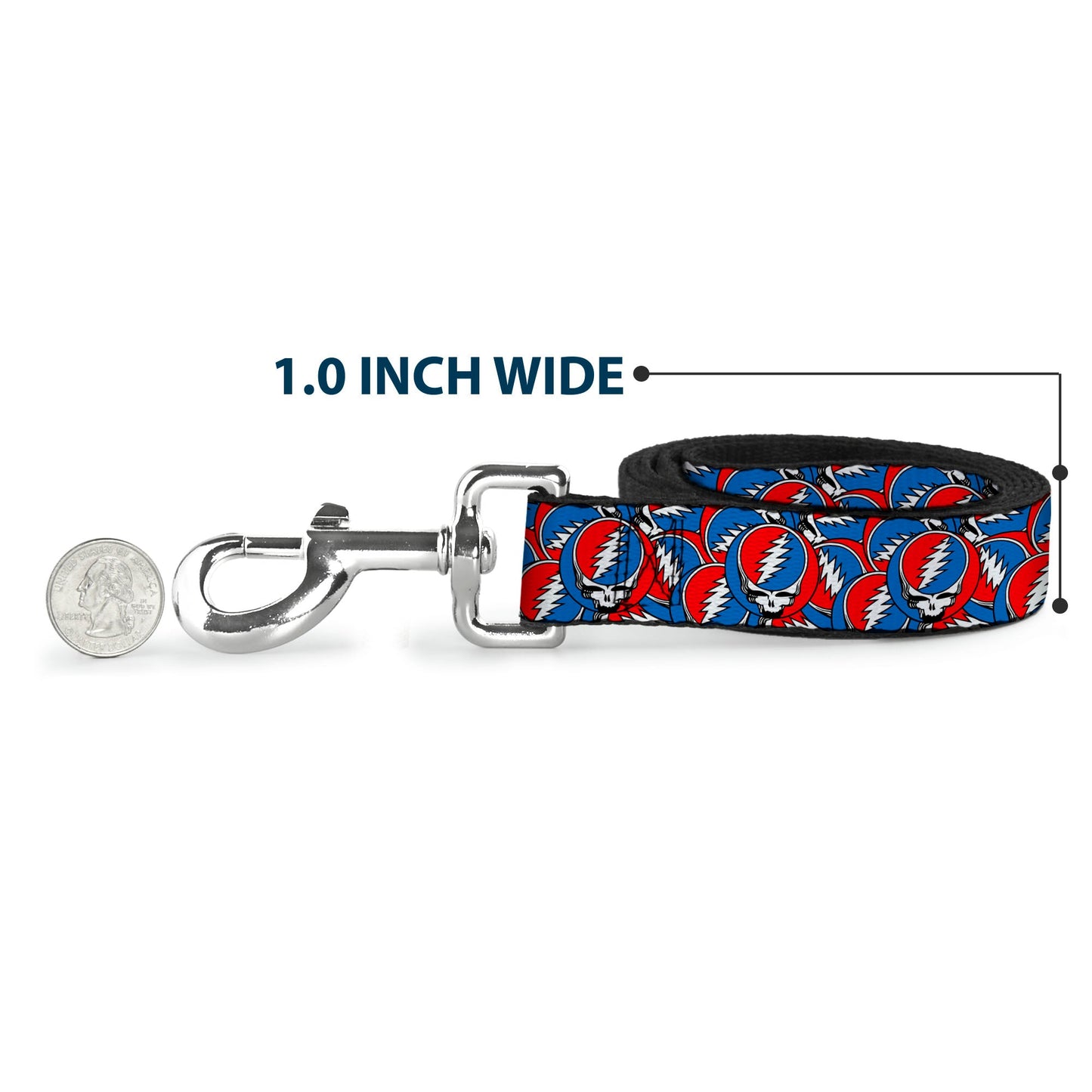 Grateful Dead Steal Your Face Logo Stacked Dog Leash
