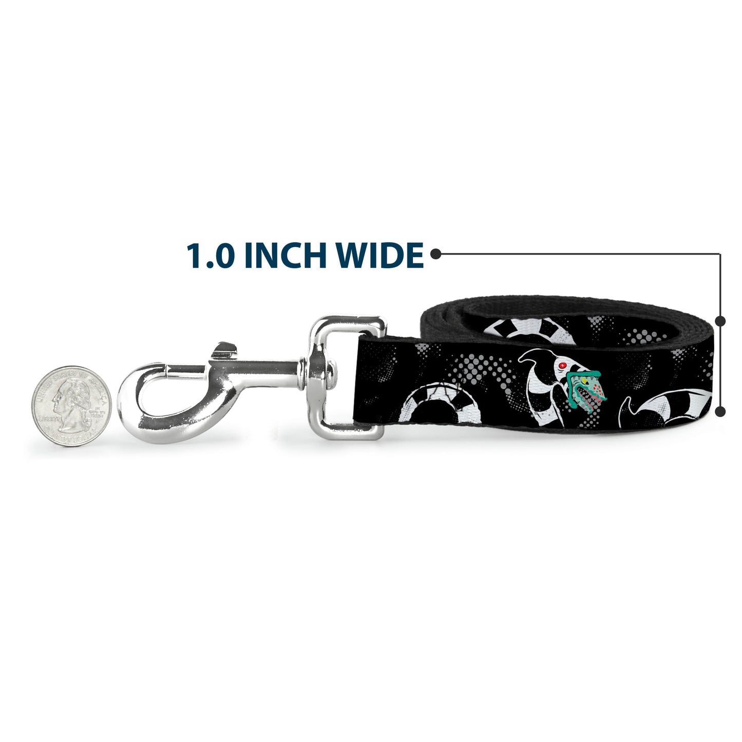 Dog Leash - Beetlejuice Sandworm Healftone Repeat Black/Gray