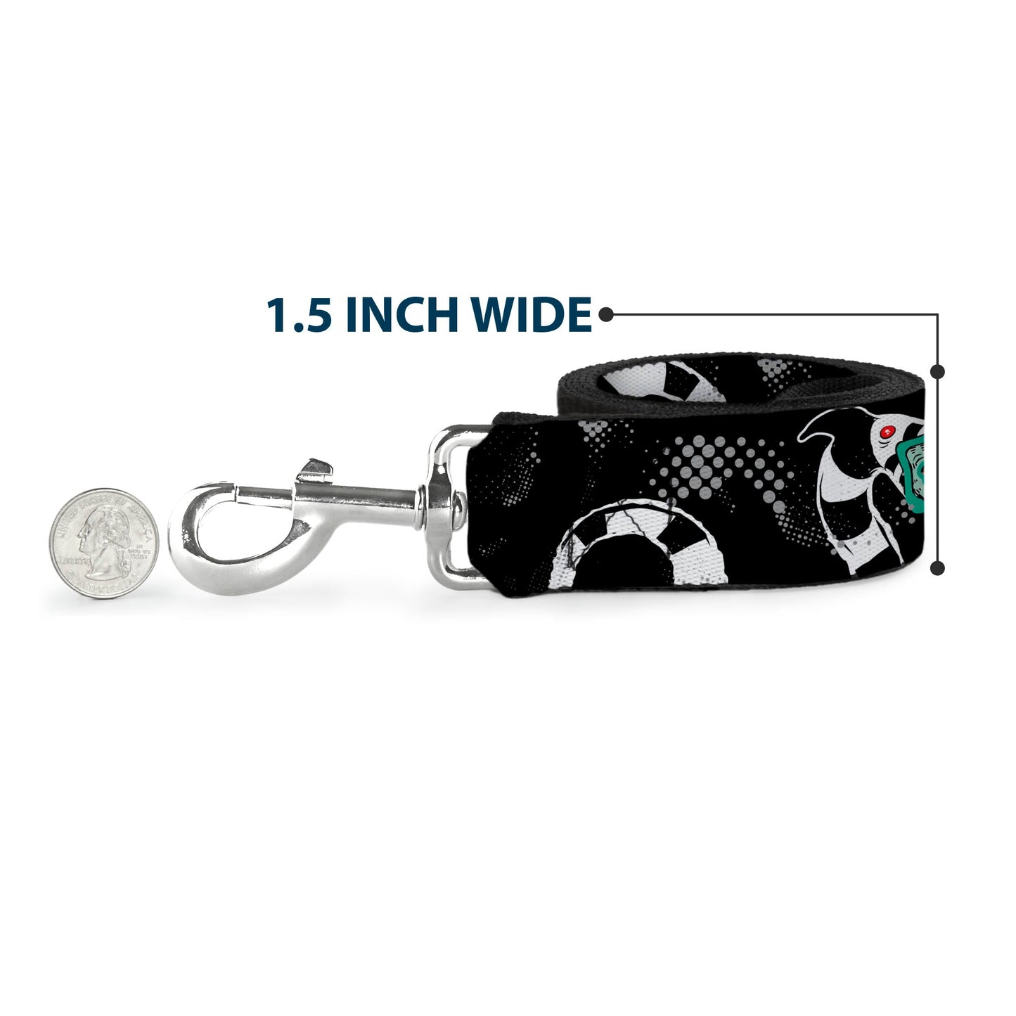 Dog Leash - Beetlejuice Sandworm Healftone Repeat Black/Gray