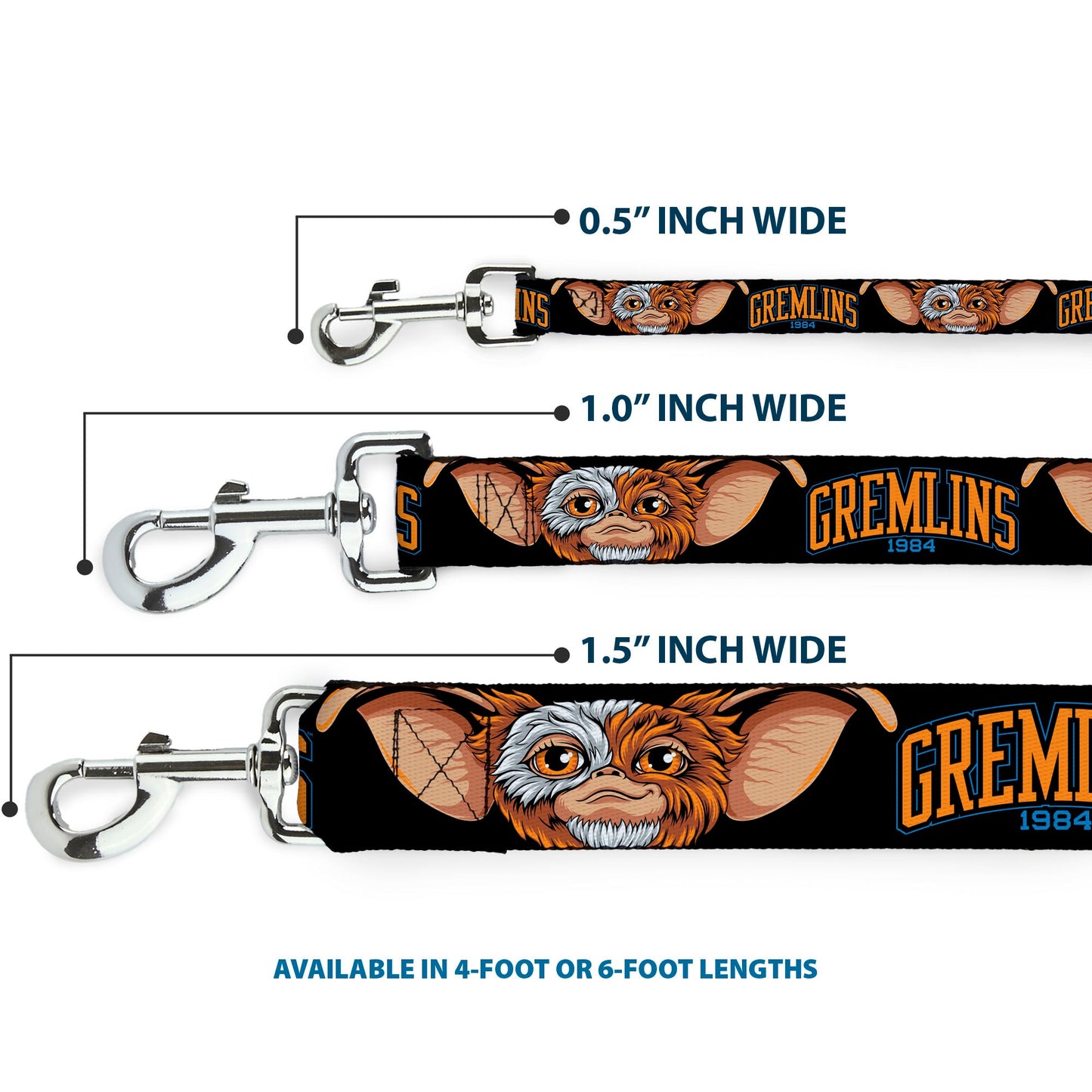 Gremlins 1984 Gizmo Face Black Dog Leash