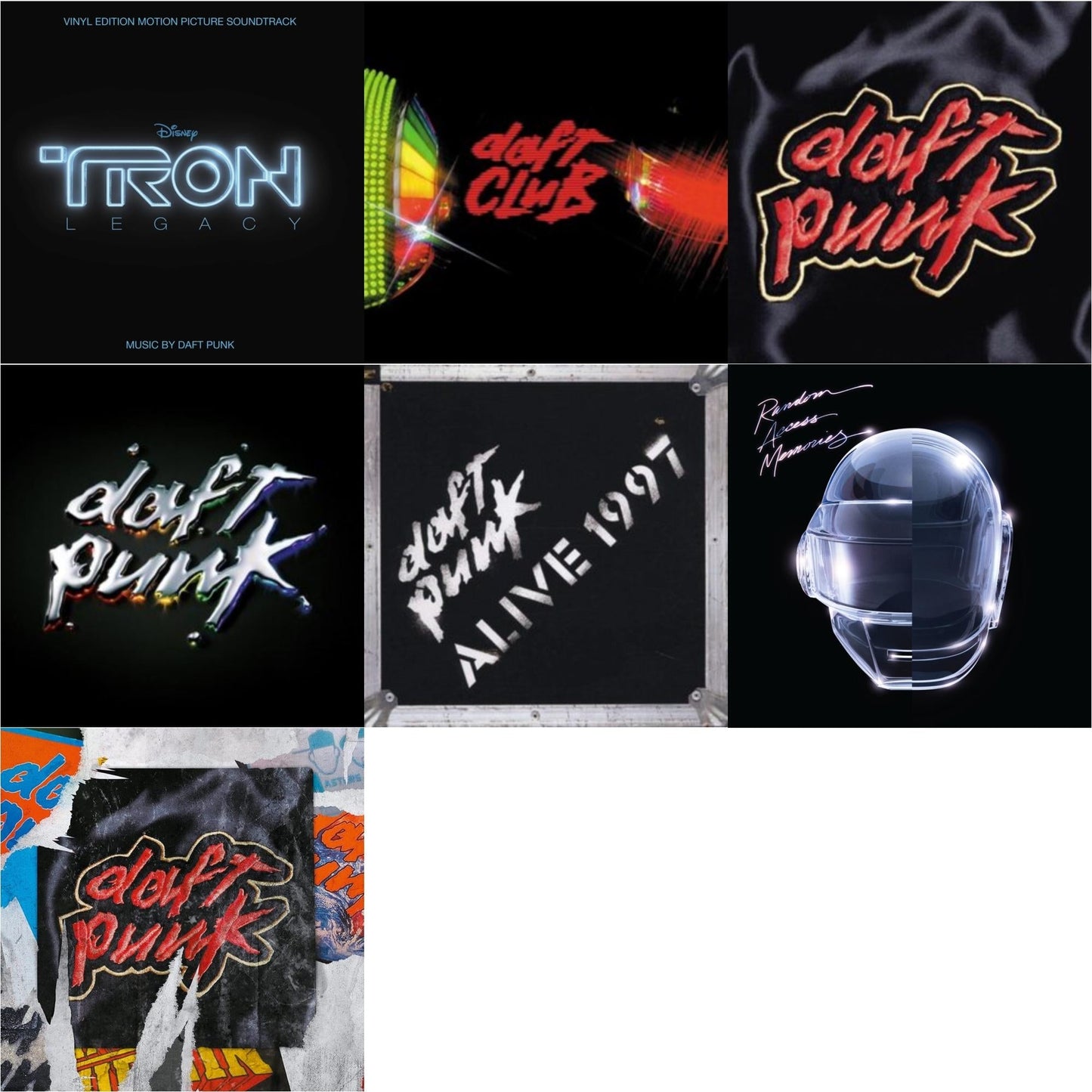 Daft Punk - Tron: Legacy Ost (2LP/180G) & Daft Club (2LP) & Homework & Discovery & Alive 1997 & Random Access Memories (10Th Anniversary Edition/180G/3LP) & Homework (Limited/2LP)