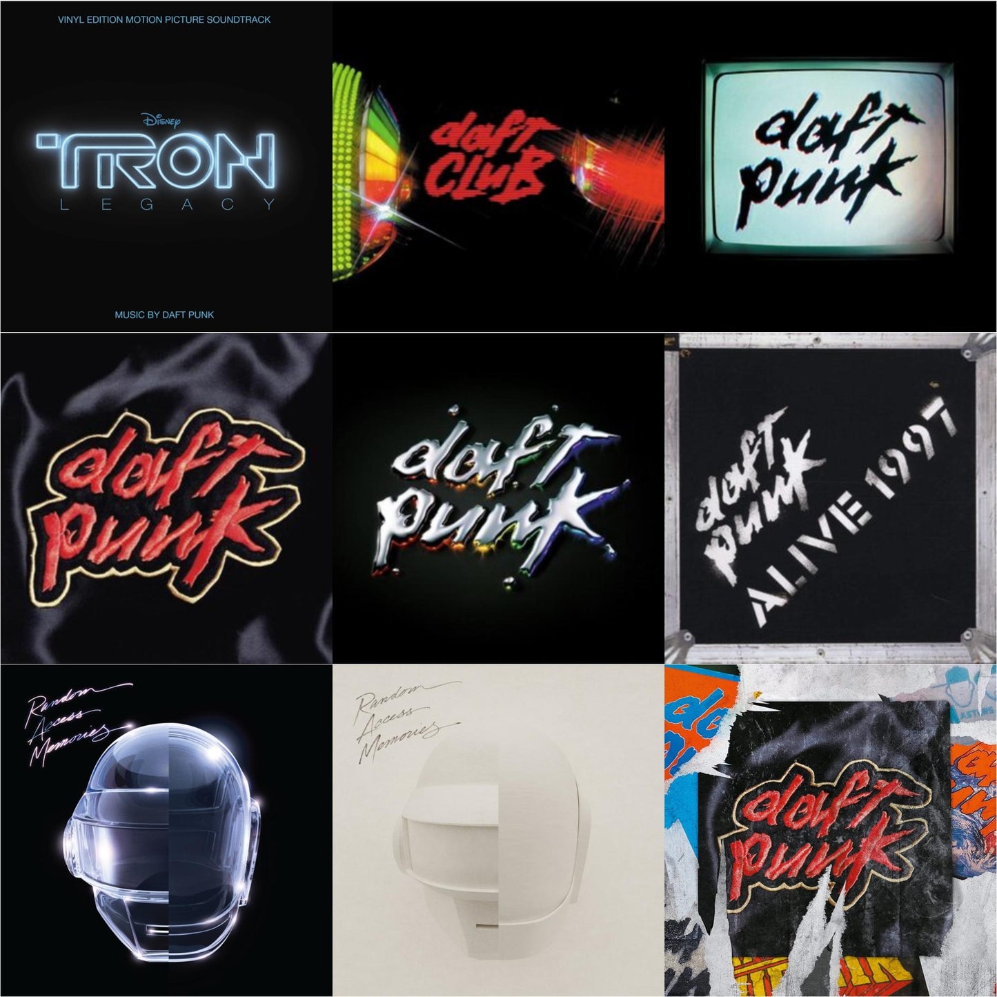 Daft Punk - Tron: Legacy Ost (2LP/180G) & Daft Club (2LP) & Human After All (2LP) & Homework & Discovery & Alive 1997 & Random Access Memories (10Th Anniversary Edition/180G/3LP) & Random Access Memories (Drumless Edition) (2LP/180G) & Homework