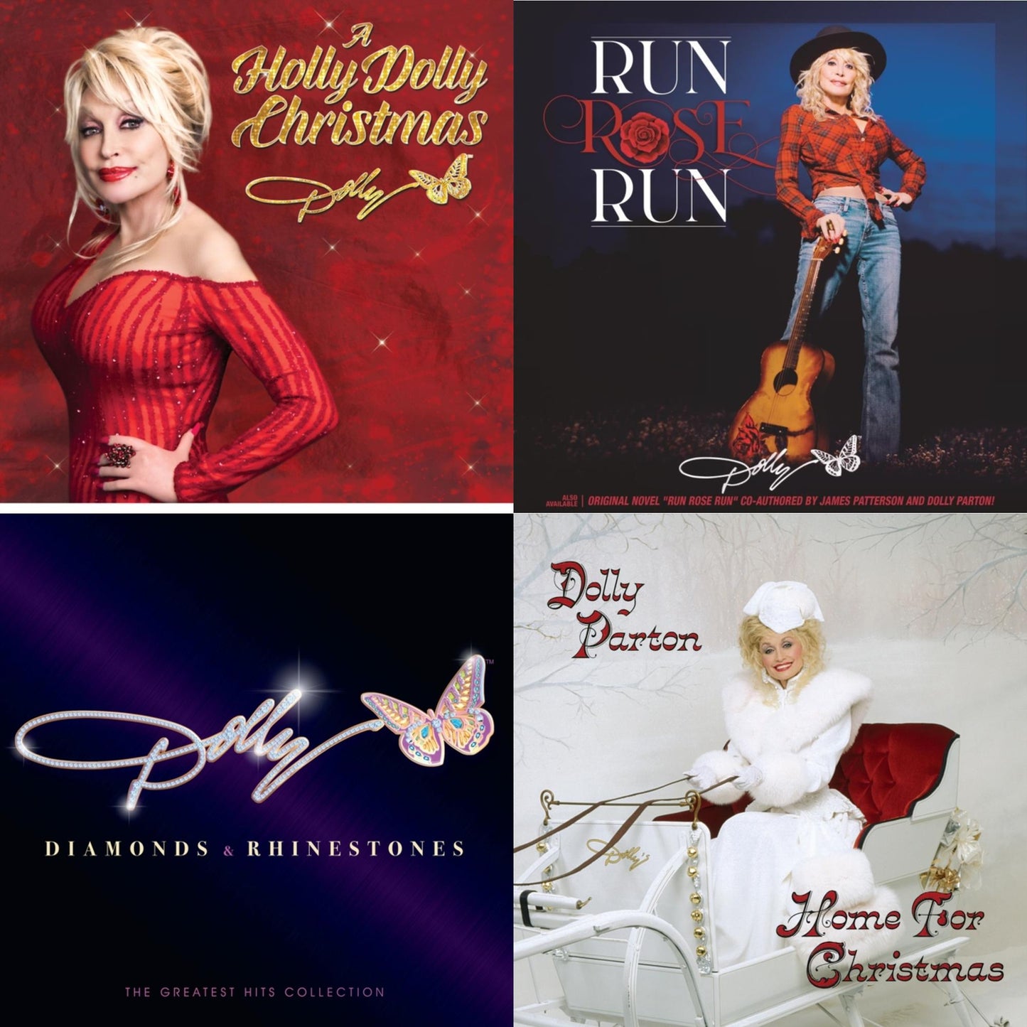 Dolly Parton - Holly Dolly Christmas (Ultimate Deluxe Edition) & Run Rose Run & Diamonds & Rhinestones: The Greatest Hits Collection (2LP) & Home For Christmas (140G)