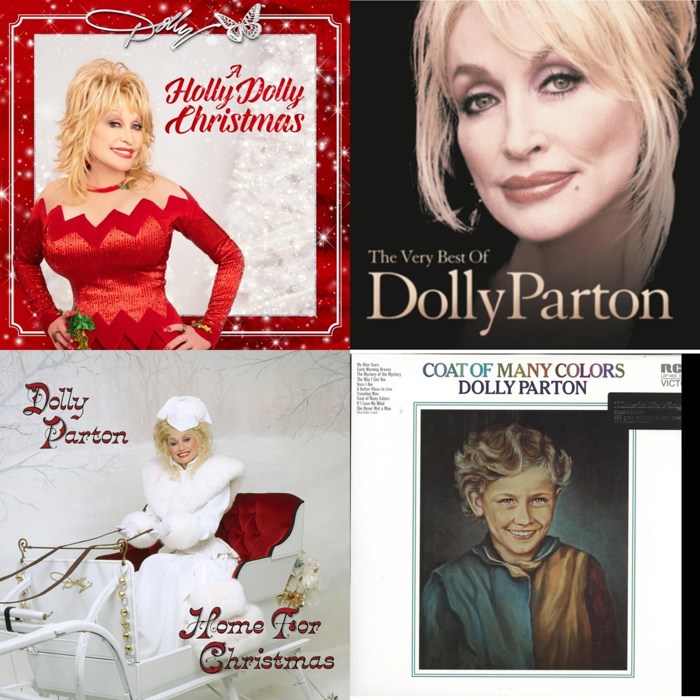 Dolly Parton - Holly Dolly Christmas (Opaque Red LP Vinyl) & Very Best Of Dolly Parton (2LP) & Home For Christmas (140G) & Coat Of Many Colors (180G)