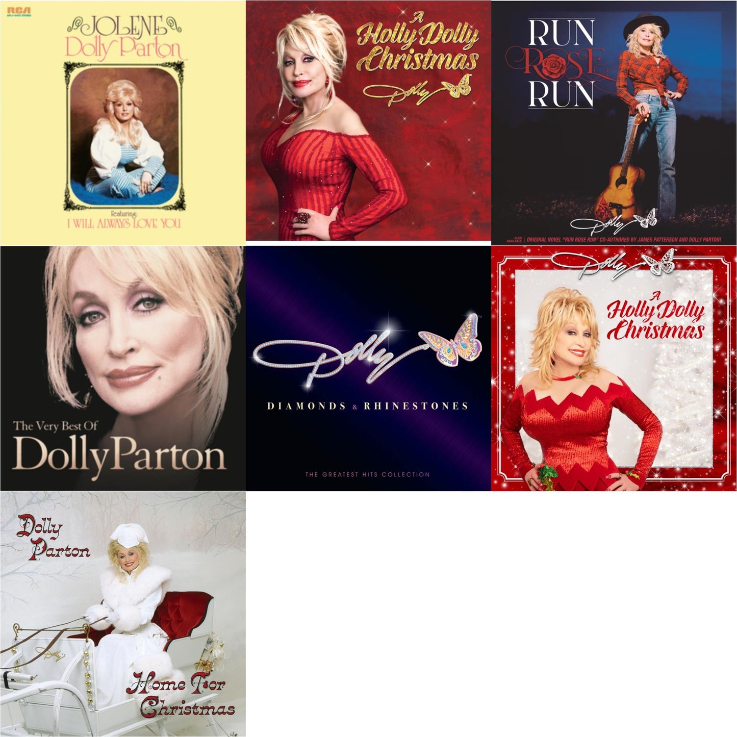 Dolly Parton - Holly Dolly Christmas (Ultimate Deluxe Edition) & Holly Dolly Christmas (Opaque Red LP Vinyl) & Jolene (140G/Dl Insert) & Run Rose Run & Very Best Of Dolly Parton (2LP) & Home For Christmas (140G) & Diamonds & Rhinestones: The Greatest