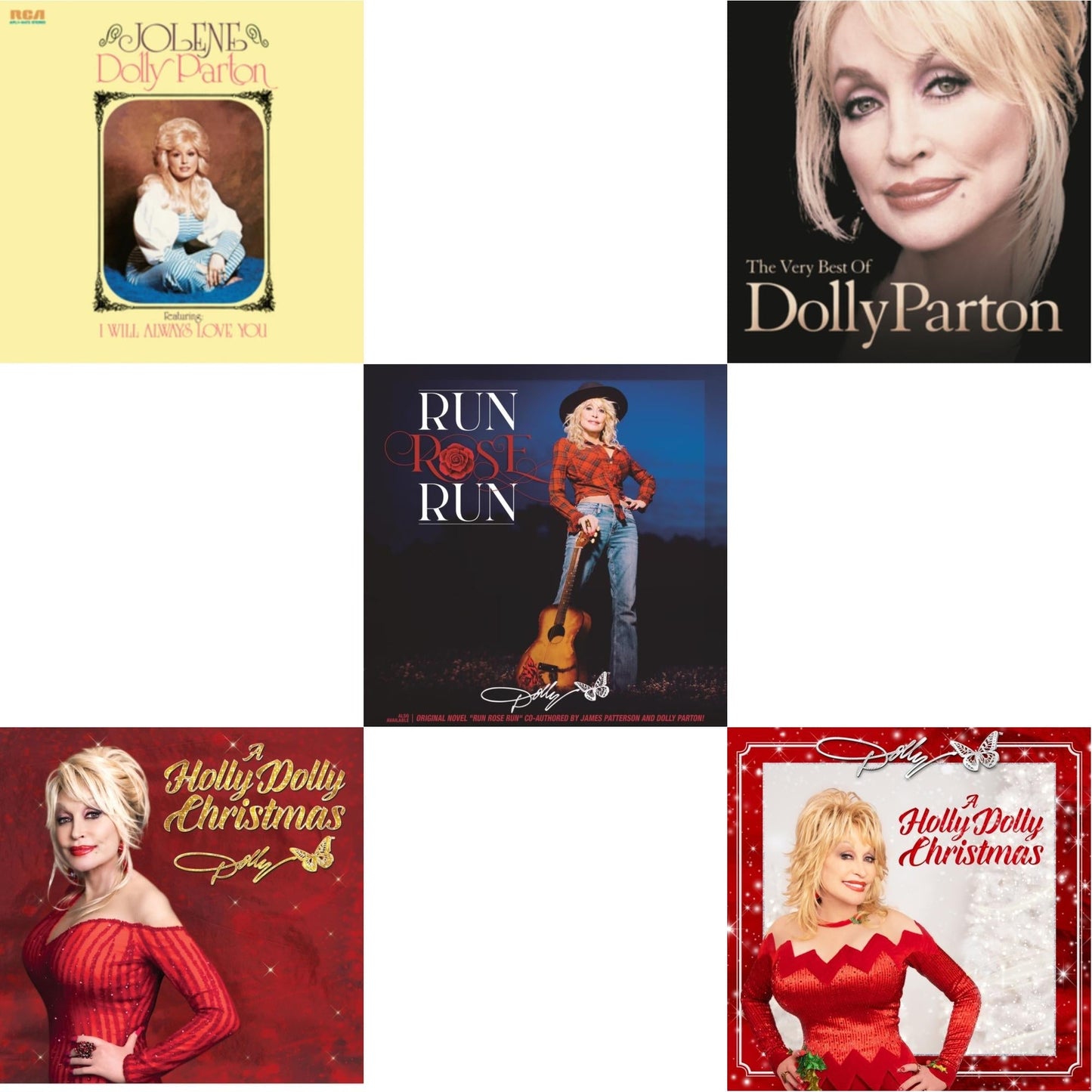 Dolly Parton - Holly Dolly Christmas (Ultimate Deluxe Edition) & Holly Dolly Christmas (Opaque Red LP Vinyl) & Jolene (140G/Dl Insert) & Run Rose Run & Very Best Of Dolly Parton (2LP)