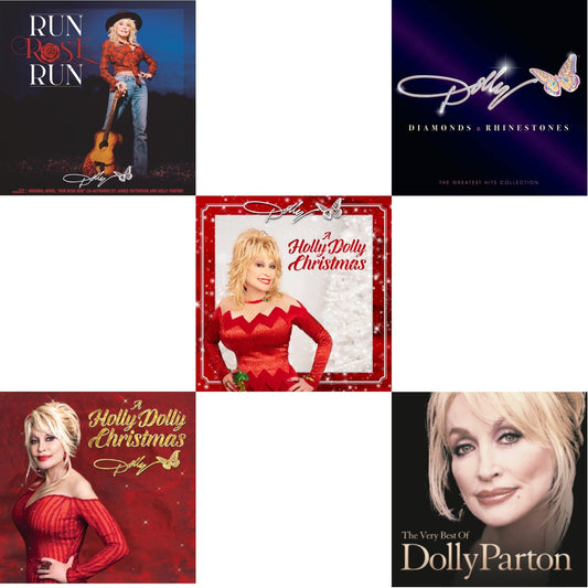 Dolly Parton - Holly Dolly Christmas (Ultimate Deluxe Edition) & Holly Dolly Christmas (Opaque Red LP Vinyl) & Run Rose Run & Very Best Of Dolly Parton (2LP) & Diamonds & Rhinestones: The Greatest Hits Collection (2LP)