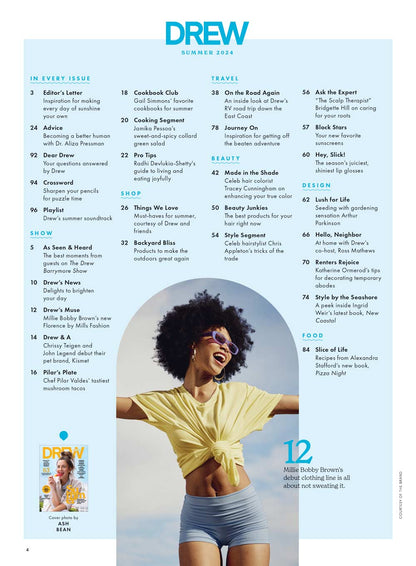 DREW Barrymore Magazine - Summer 2024: Road Tripping With Drew, Design Ideas For Renters, 63 Hair & Beauty Must-Haves, Sunscreen, Cooking, Outdoors, Advice, Millie Bobby Brown, Dwayne Johnson & More!