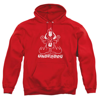 Underdog Outline Under Mens Hoodie Red Officially Licensed