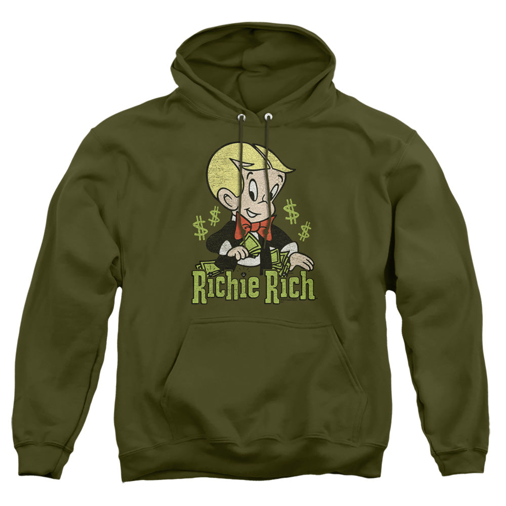 Richie Rich Rich Logo Mens Hoodie Military Green