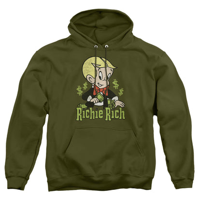 Richie Rich Rich Logo Mens Hoodie Military Green