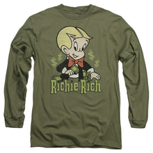 Load image into Gallery viewer, Richie Rich Rich Logo Mens Long Sleeve Shirt Military Green