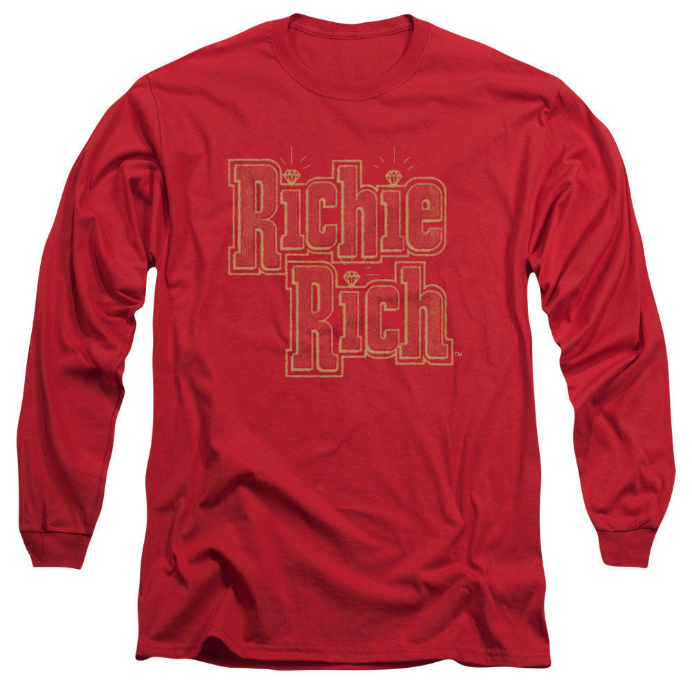 Richie Rich Stacked Mens Long Sleeve Shirt Red