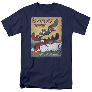 Rocky & Bullwinkle Vintage Poster Mens T Shirt Navy