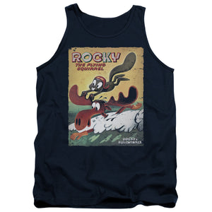 Rocky & Bullwinkle Vintage Poster Mens Tank Top Shirt Navy