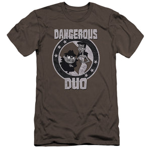 Rocky & Bullwinkle Dangerous Premium Bella Canvas Slim Fit Mens T Shirt Charcoal