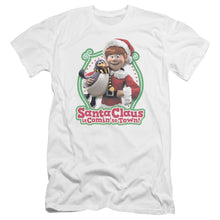 Load image into Gallery viewer, Santa Claus Is Comin To Town Penguin Premium Bella Canvas Slim Fit Mens T Shirt White