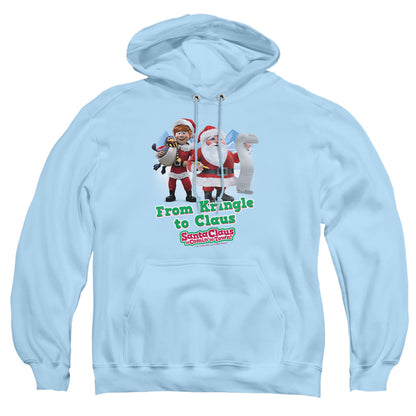 Santa Claus Is Comin To Town Kringle To Claus Mens Hoodie Light Blue Officially Licensed