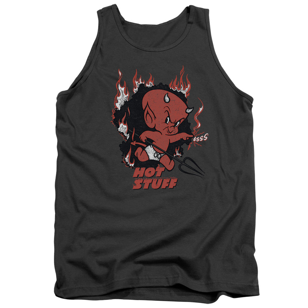 Hot Stuff Singe Mens Tank Top Shirt Charcoal