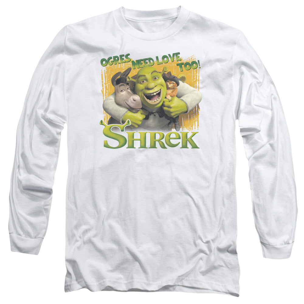 Shrek Ogres Need Love Mens Long Sleeve Shirt White Officially Licensed Officially Licensed