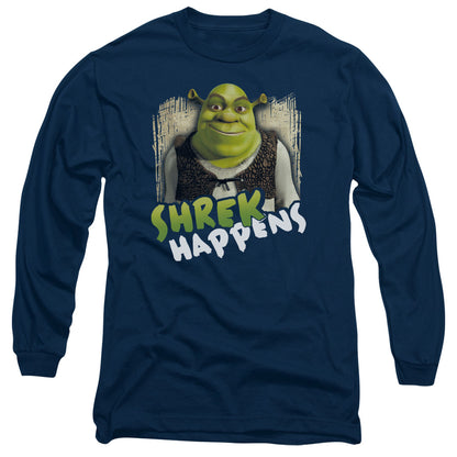 Shrek Happens Mens Long Sleeve Shirt Navy Officially Licensed