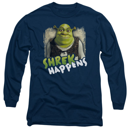 Shrek Happens Mens Long Sleeve Shirt Navy