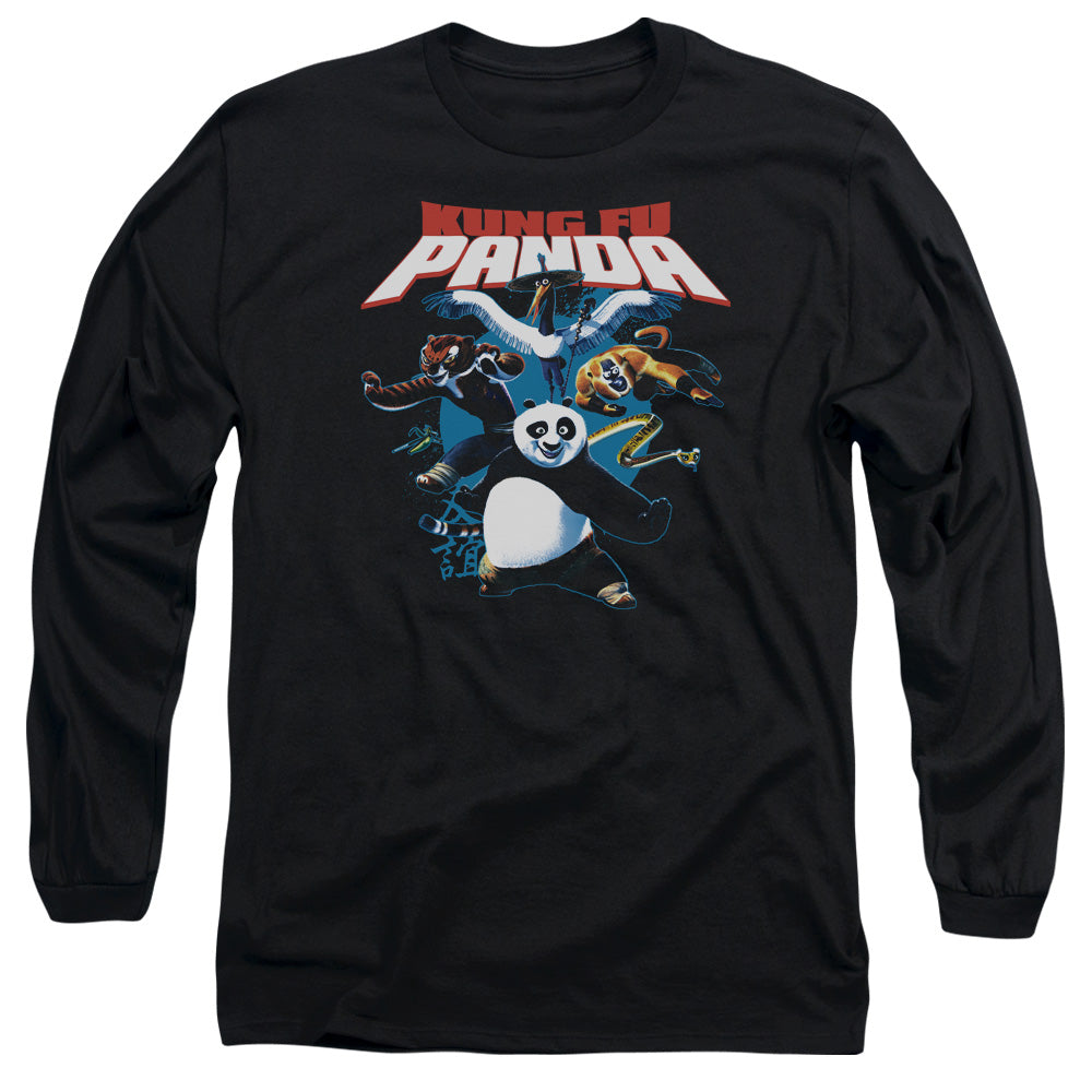 Kung Fu Panda Kung Fu Group Mens Long Sleeve Shirt Black Officially Licensed