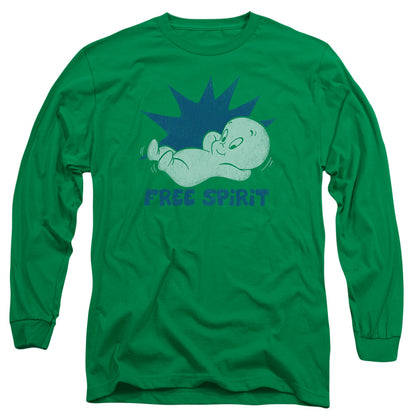 Casper Free Spirit Mens Long Sleeve Shirt Kelly Green Officially Licensed Officially Licensed