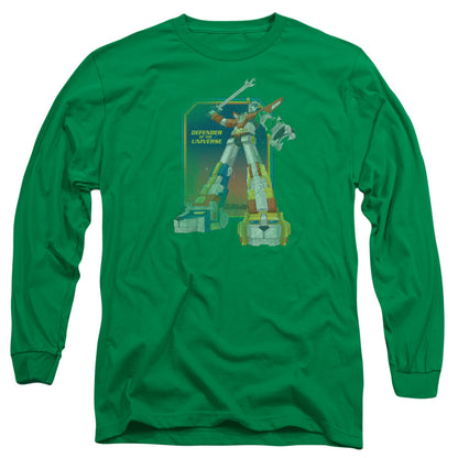 Voltron Distressed Defender Mens Long Sleeve Shirt Kelly Green Officially Licensed