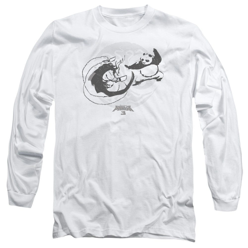 Kung Fu Panda Face Off Mens Long Sleeve Shirt White Officially Licensed