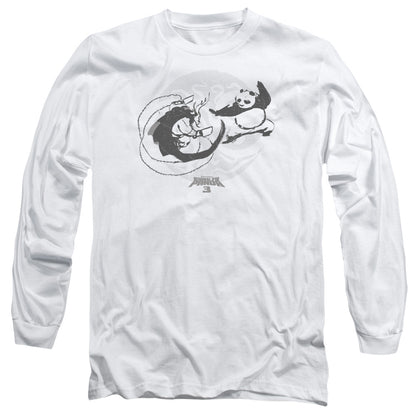 Kung Fu Panda Face Off Mens Long Sleeve Shirt White Officially Licensed