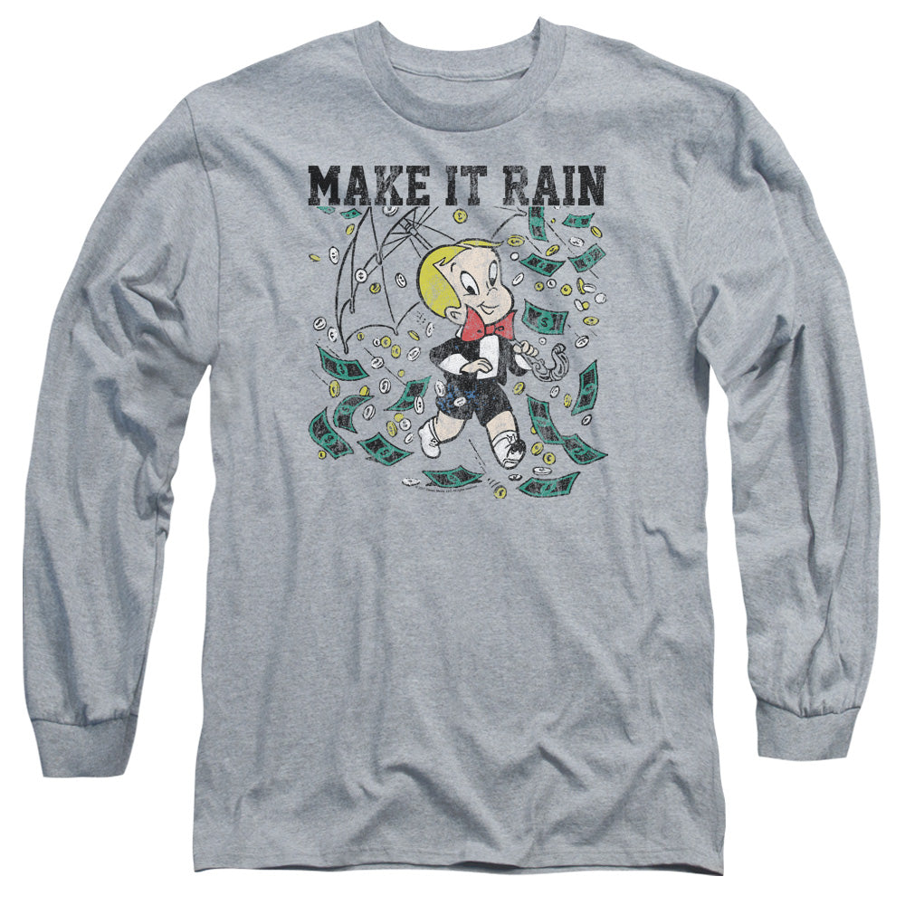 Richie Rich Make It Rain Mens Long Sleeve Shirt Athletic Heather