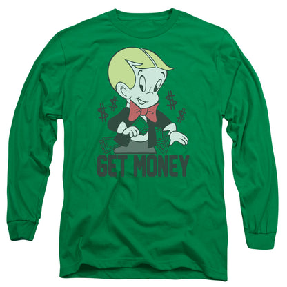 Richie Rich Get Money Mens Long Sleeve Shirt Kelly Green