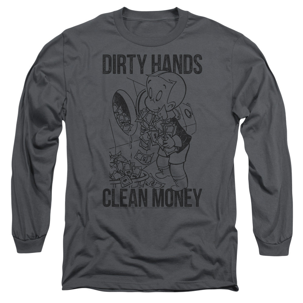 Richie Rich Clean Money Mens Long Sleeve Shirt Charcoal Officially Licensed Officially Licensed