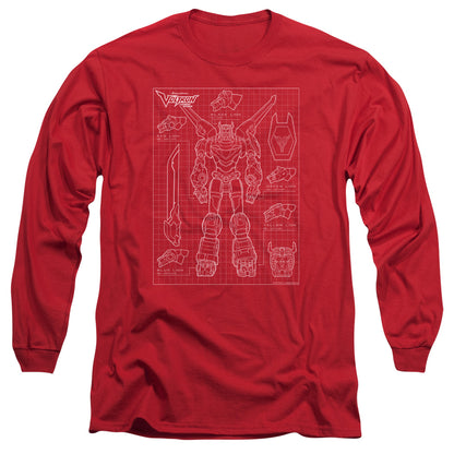 Voltron Voltron Schematic Mens Long Sleeve Shirt Red Officially Licensed