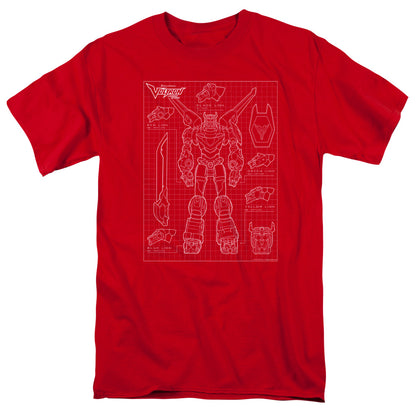 Voltron Voltron Schematic Mens T Shirt Red Officially Licensed