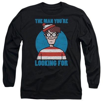 Wheres Waldo Looking For Me Mens Long Sleeve Shirt Black Officially Licensed