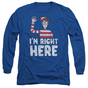 Wheres Waldo Im Right Here Mens Long Sleeve Shirt Royal Blue