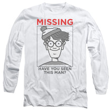 Load image into Gallery viewer, Wheres Waldo Missing Mens Long Sleeve Shirt White