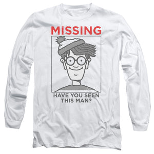 Wheres Waldo Missing Mens Long Sleeve Shirt White