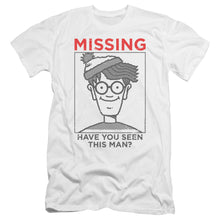 Load image into Gallery viewer, Wheres Waldo Missing Hbo Premium Bella Canvas Slim Fit Mens T Shirt White