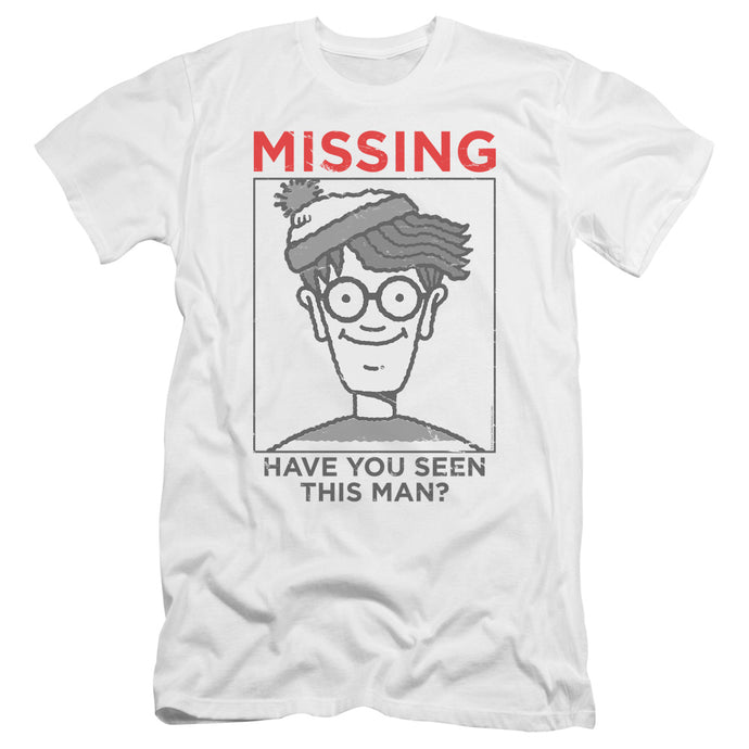 Wheres Waldo Missing Hbo Premium Bella Canvas Slim Fit Mens T Shirt White