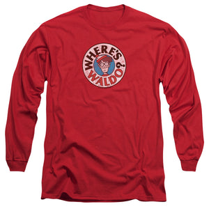 Wheres Waldo Waldo Logo Mens Long Sleeve Shirt Red