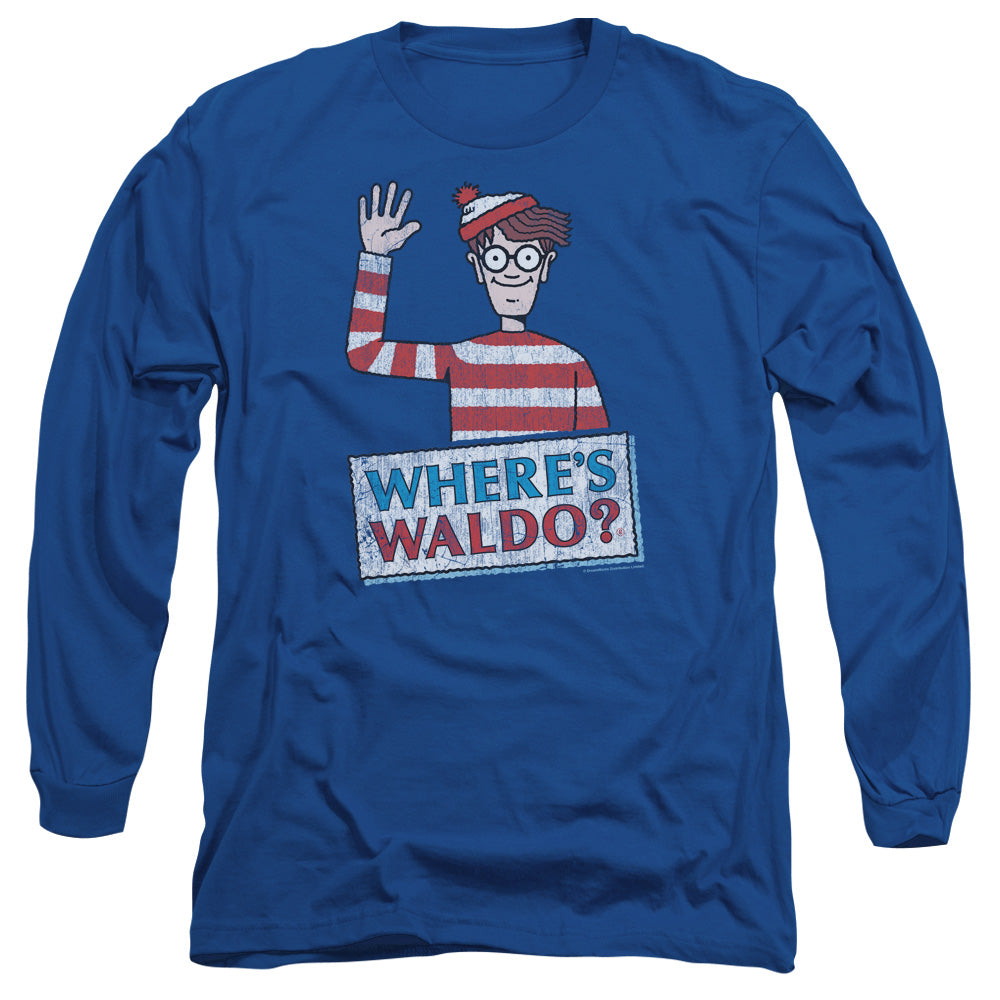 Wheres Waldo Waldo Wave Mens Long Sleeve Shirt Royal Blue