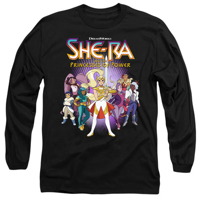 She-Ra Hero Huddle Mens Long Sleeve Shirt Black Officially Licensed