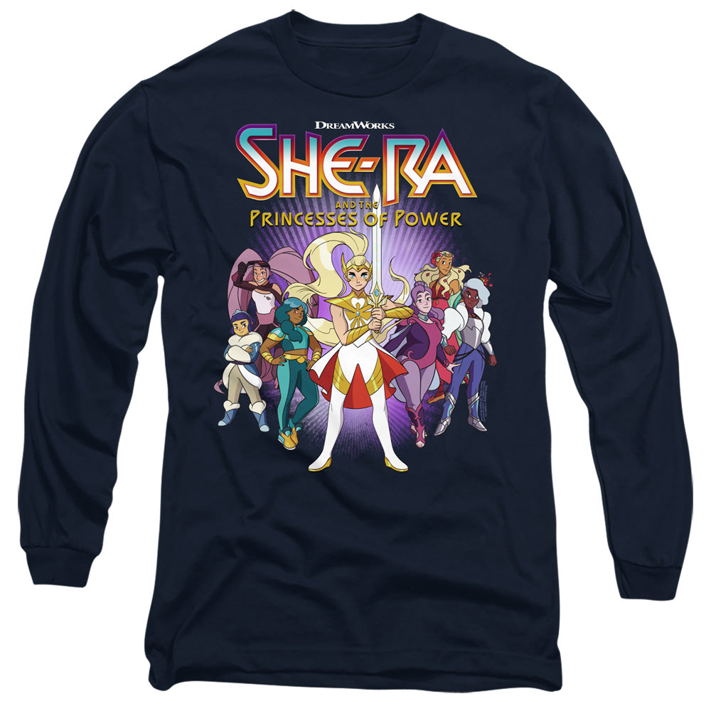 She-Ra Hero Huddle Mens Long Sleeve Shirt Navy Officially Licensed