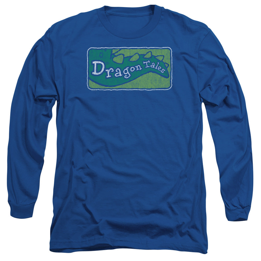 Dragon Tales Logo Distressed Mens Long Sleeve Shirt Royal Blue Officially Licensed